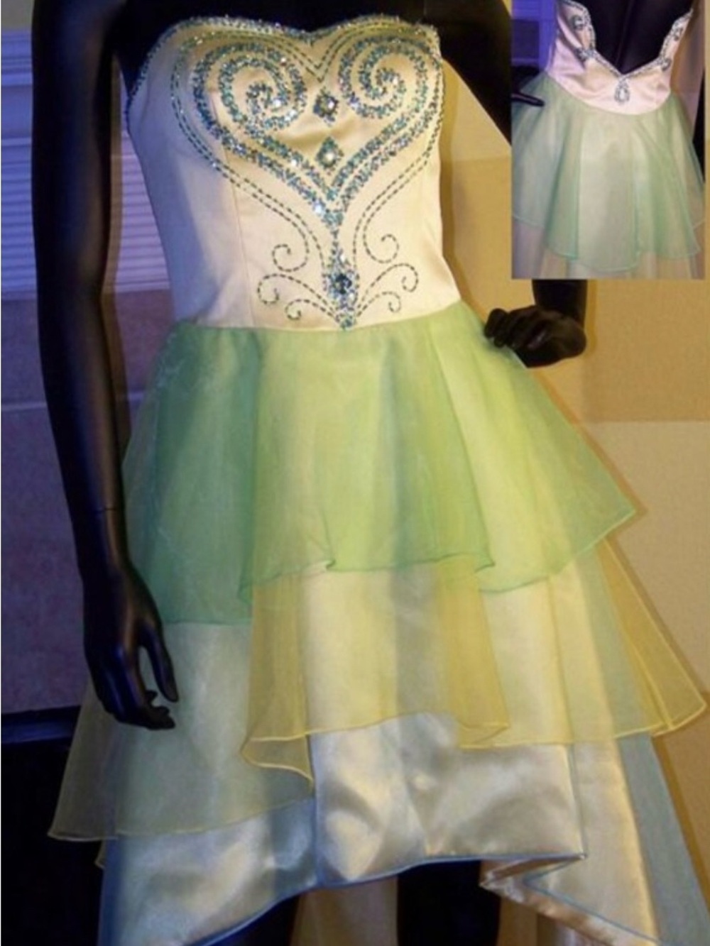 Strapless Pastel Layered High-Low Dress - Picture 3 of 3